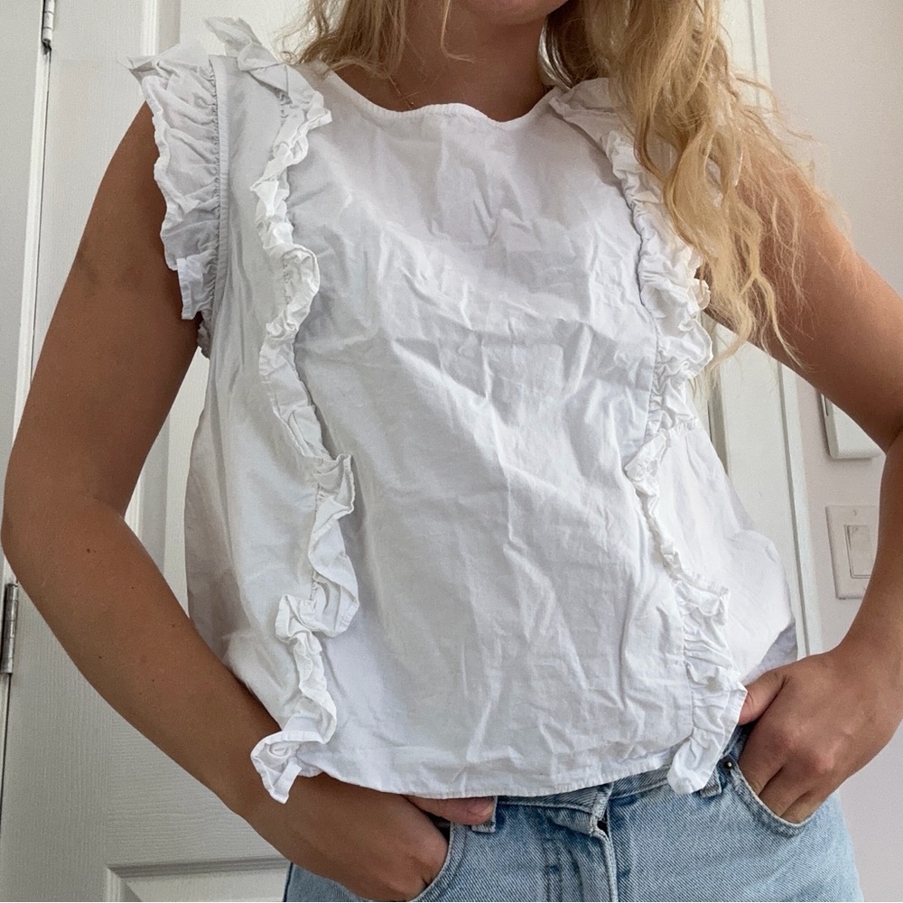 Urban Outfitters White Ruffle Blouse